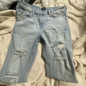 H&M Light Blue Ripped Boyfriend Jeans